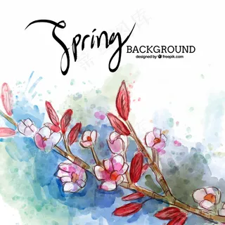 水彩画的春天的背景