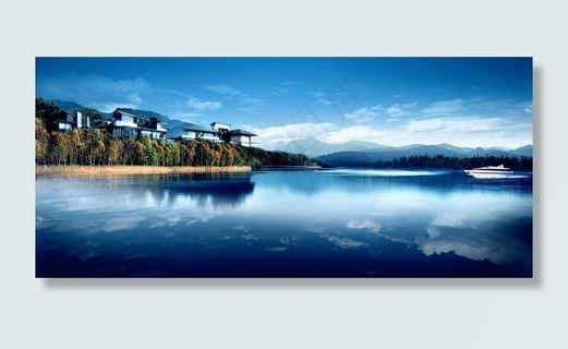 别墅湖景色图片