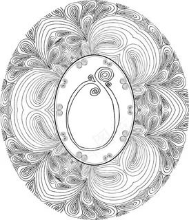 手绘字体字母O矢量插画