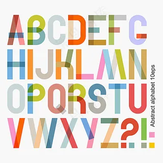 彩色半透明字母和字符