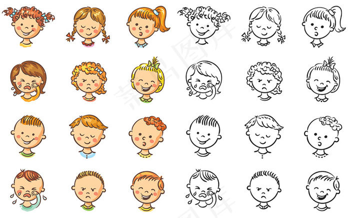 可爱的卡通儿童设计矢量素材
