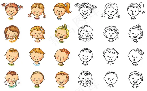 可爱的卡通儿童设计矢量素材