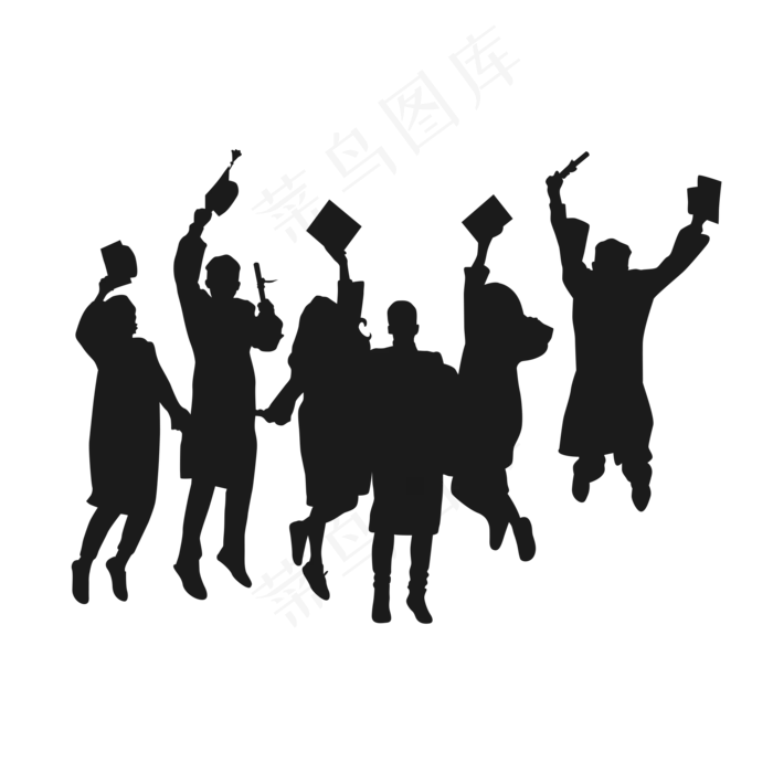 毕业学生扔毕业帽剪影(2000*2000px 300 dpi )psd模版下载