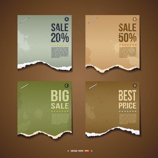 复古风格的创意促销标签撕痕矢量素材...