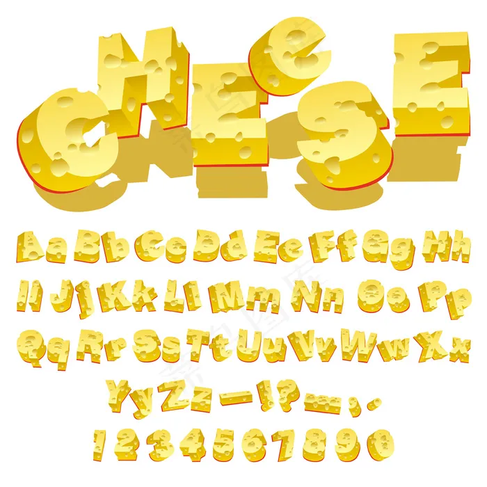 奶酪创意字母矢量eps,ai矢量模版下载