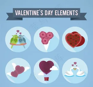 圆形情人节图标矢量素材