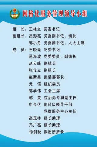 网格化服务管理领导小组