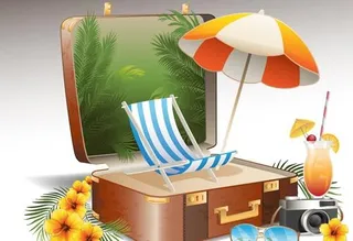 旅游要素和创作背景设置05个手提箱