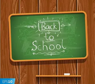 返校啦学校黑板矢量素材