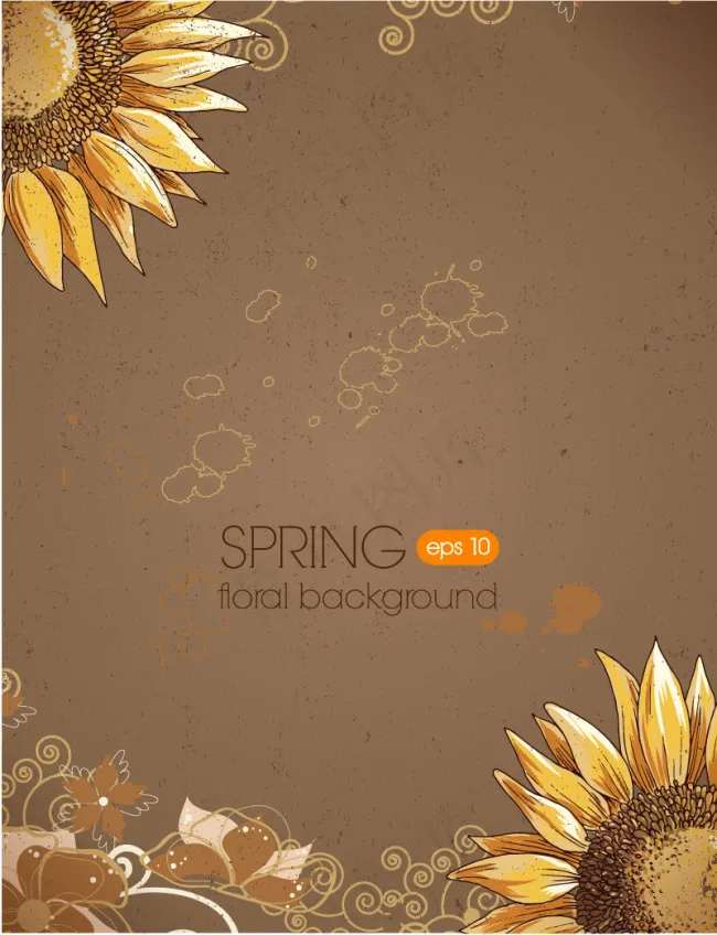 彩绘葵花装饰eps,ai矢量模版下载