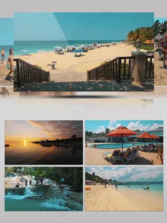 4K唯美日出椰林沙滩夏日避暑度假旅游风光