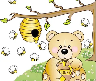 吃蜂蜜的小熊图片