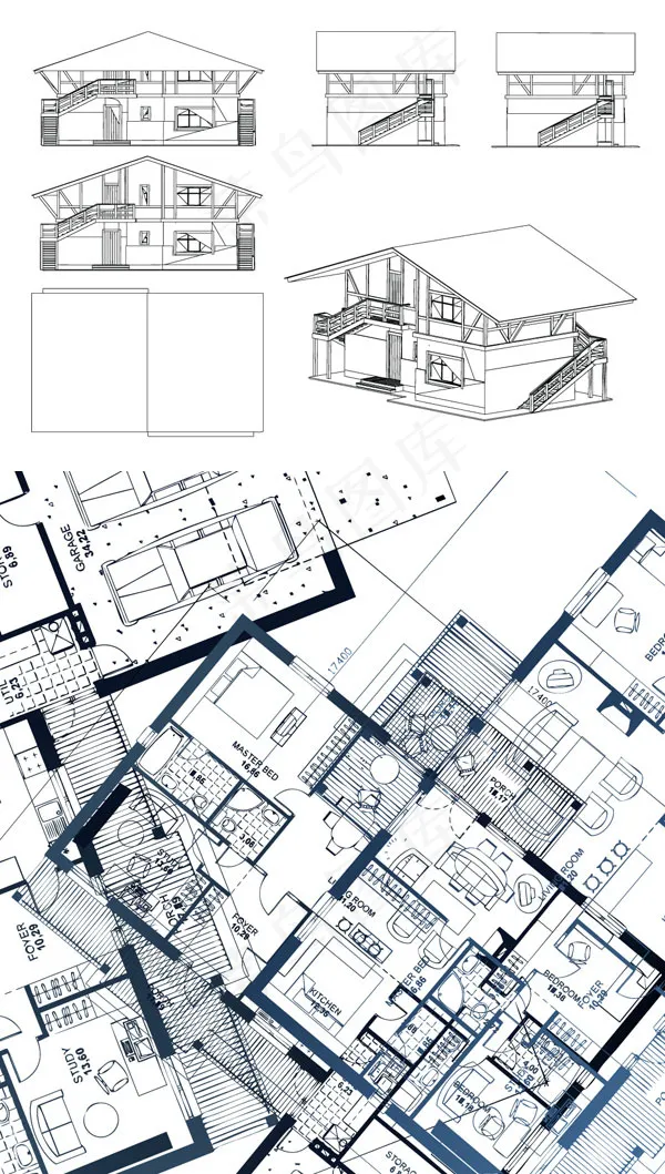 建筑线稿图02——矢量素材