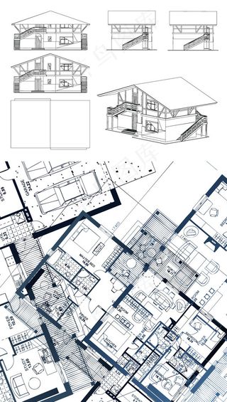 建筑线稿图02——矢量素材