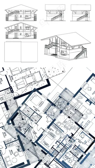 建筑线稿图02——矢量素材