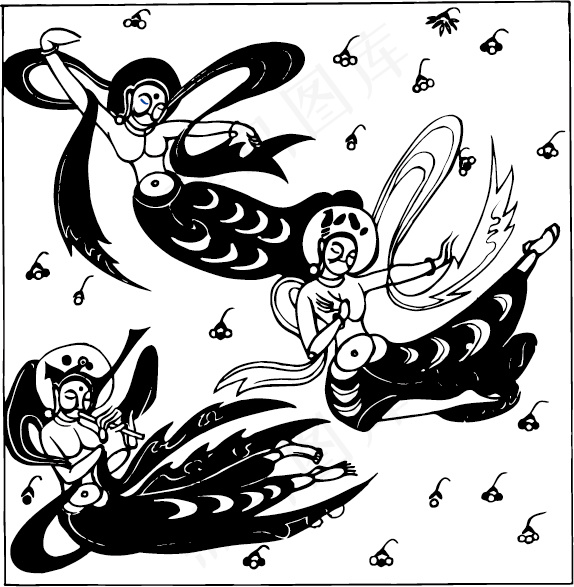 中国敦煌飞天人物图