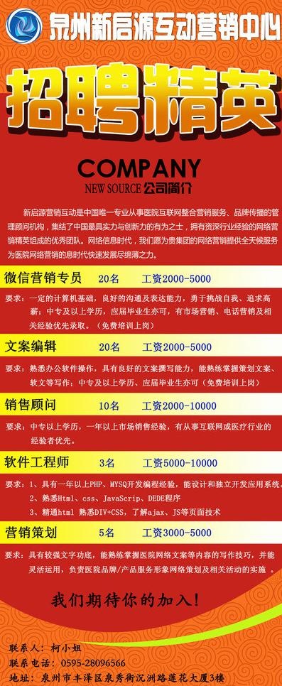 招聘展架图片psd模版下载