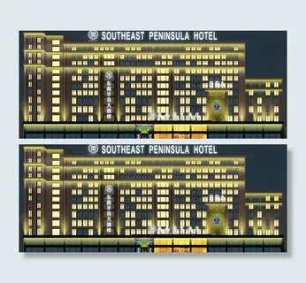 酒店外立面亮化效果图