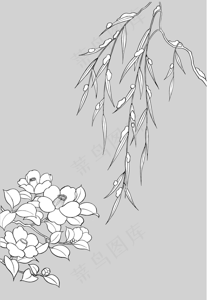 柳枝花瓣矢量素材