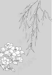 柳枝花瓣矢量素材