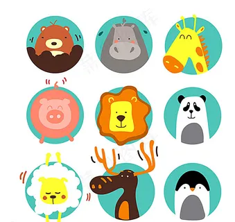 可爱卡通动物头像矢量图图片