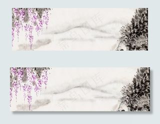 中国风水墨山水淘宝banner海报...