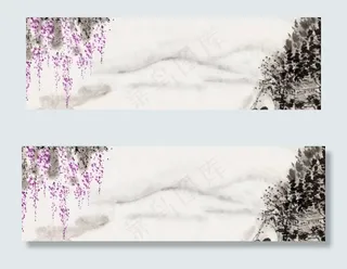 中国风水墨山水淘宝banner海报...