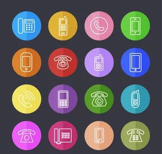 圆形电话图标矢量图