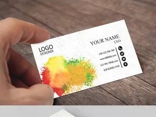 时尚水彩名片模板设计