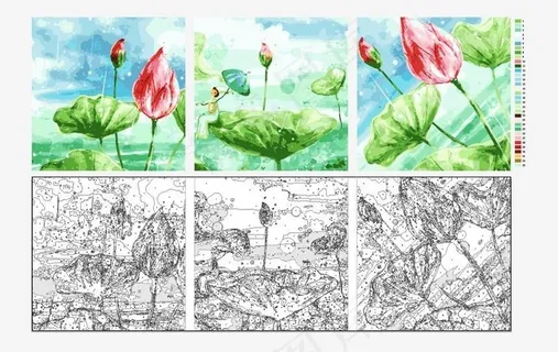 数字油画抽象花荷ai图片