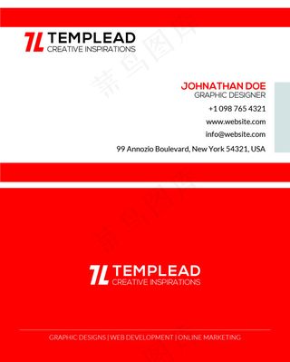 简洁风格红色名片版式PSD源文件