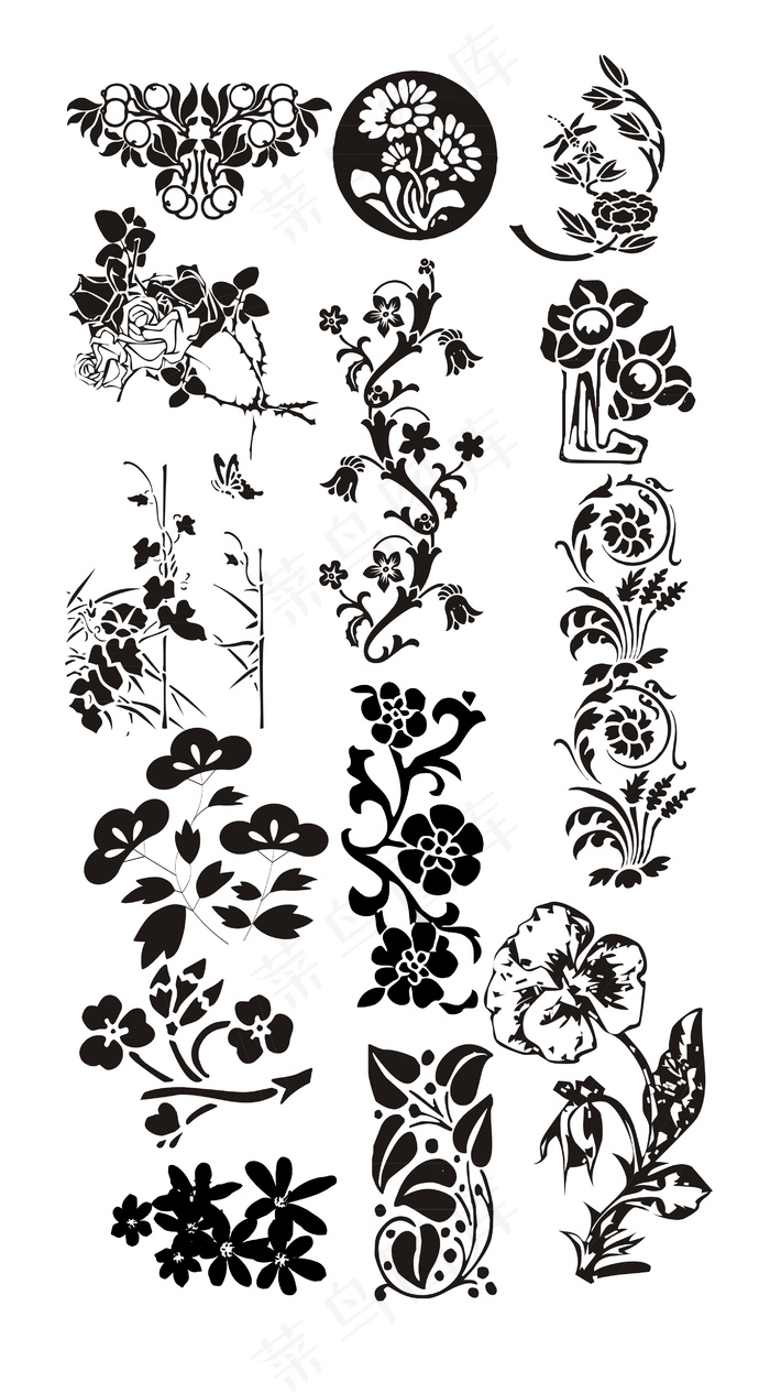 植物花卉简笔画欧式花纹