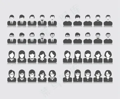 黑白职业人物头像—矢量素材 黑白职业人物头像—矢量素材