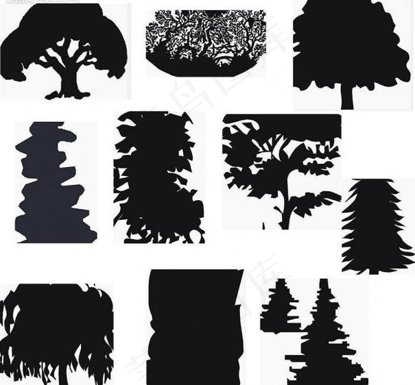 树木风影剪影矢量图（2）图片