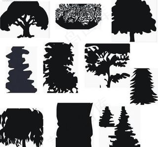 树木风影剪影矢量图（2）图片