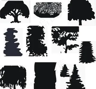 树木风影剪影矢量图（2）图片