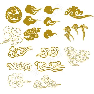 手绘花纹祥云元素