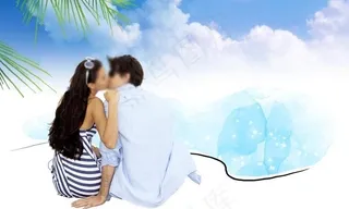 海边情侣沙滩素材图片