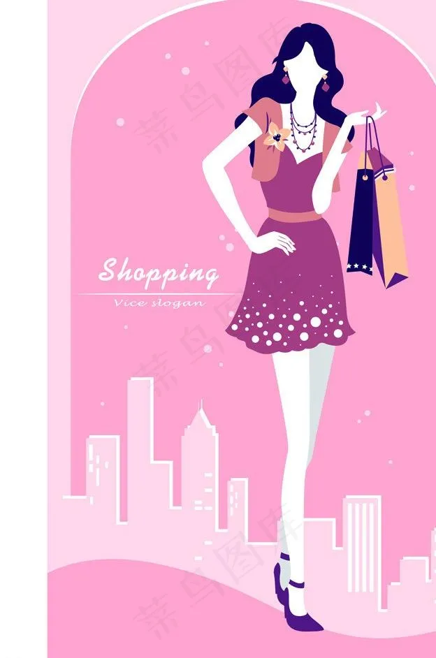 时尚购物美女图片eps,ai矢量模版下载