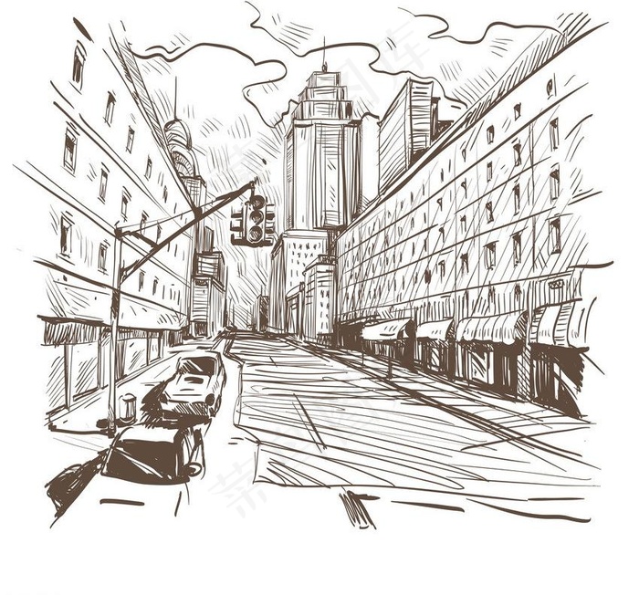 素描城市建筑图片
