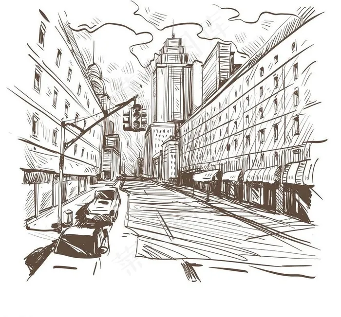 素描城市建筑图片