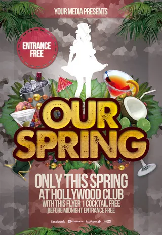 炫彩春日派对活动宣传海报PSD素材下载