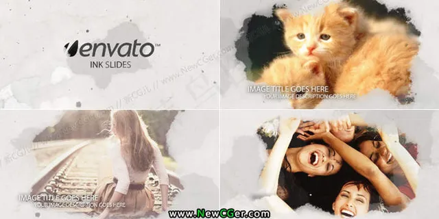 551干净的水墨晕染图文展示AE模...