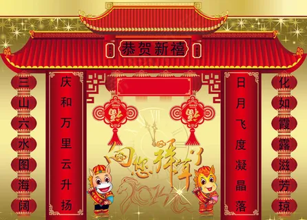新春门头设计PSD源文件模板背景图...