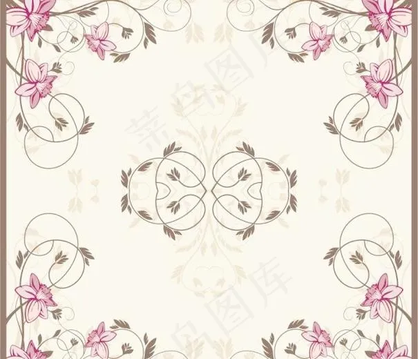 黄底红花ai矢量模版下载