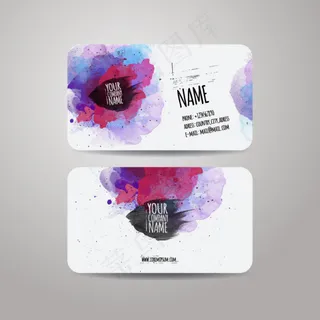 水彩涂鸦名片设计矢量素材