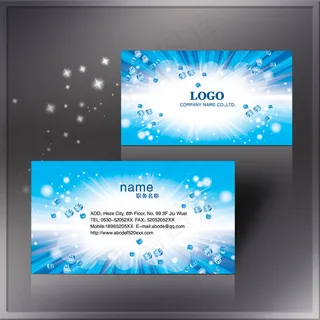 夏日蓝色冰爽风格名片PSD模板下载