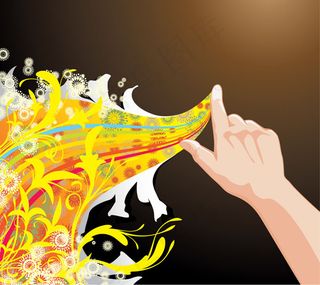 极具创意的指下生花插图矢量素材