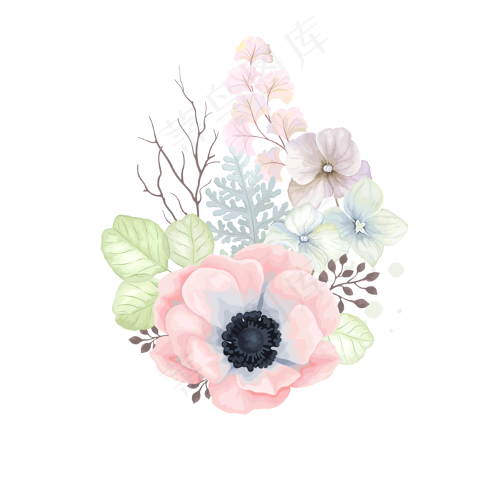 水彩小清新粉色花朵水彩小清新粉色花朵