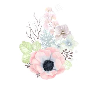 水彩小清新粉色花朵水彩小清新粉色花朵